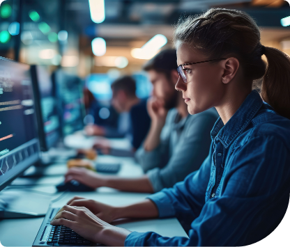 Group of technical team members working over aproject resembles technical resource augmentation